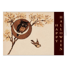 Vintage Owl in Moon Cards