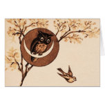 Vintage Owl in Moon Greeting Card