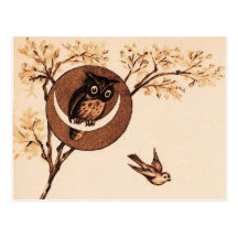 Vintage Owl in Moon Post Cards