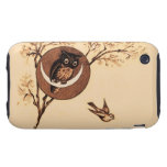 Vintage Owl in Moon Tough iPhone 3 Cover
