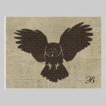 Vintage Owl Silhouette  Monogram Postcard postcards