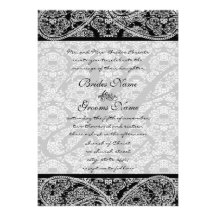 Vintage Paisley Black Damask Weddings Custom Announcements