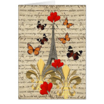 Vintage Paris & butterflies Greeting Cards