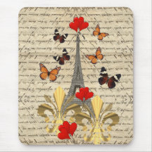 Vintage Paris & butterflies Mousemats