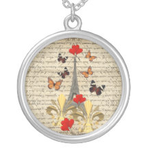 Vintage Paris & butterflies Necklace