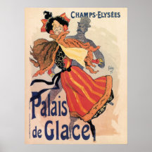 Vintage Paris Champs Elysées ice skating Posters