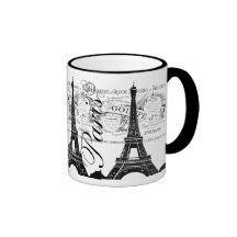 Vintage Paris & Eiffel Tower Label Coffee Mug