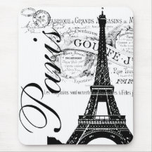 Vintage Paris & Eiffel Tower Label Mousemats