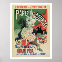 Vintage Paris horse races ad Posters