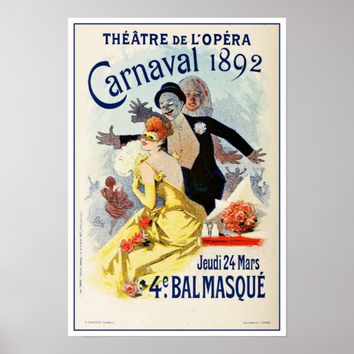 Vintage Paris Opera Theatre Carnival 1892 Print