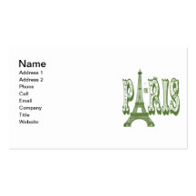 Vintage Paris Tees and Gifts (Green) Business Cards
