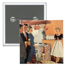 Vintage Party in the Kitchen, Beer and Appetizers Pin