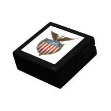 Vintage Patriotic American Flag and Bald Eagle Keepsake Box