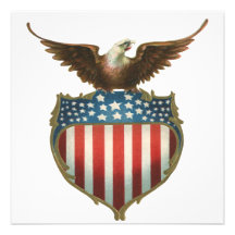 Vintage Patriotic American Flag and Bald Eagle Custom Invitation