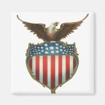 Vintage Patriotic American Flag and Bald Eagle Magnet