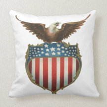 Vintage Patriotic American Flag and Bald Eagle Pillow