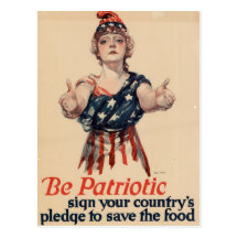 Vintage Patriotic Woman Post Card
