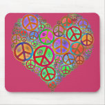 Vintage Peace Love Heart Mouse Mats