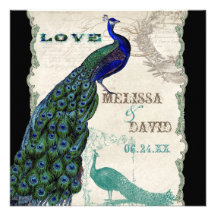 Vintage Peacock 5 - Formal Wedding Invitation