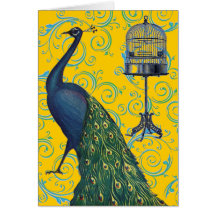 Vintage Peacock & Cage Greeting Cards