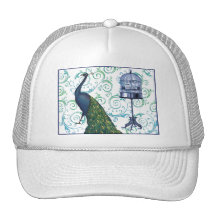 Vintage Peacock & Cage Trucker Hats