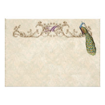 Vintage Peacock & Etchings Thank You Note Cards Custom Invitations