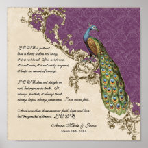 Vintage Peacock & Etchings - Wedding Personalised Posters