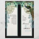 Vintage Peacock, Feathers - Wedding Program Full Colour Flyer