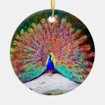 Vintage Peacock Painting Christmas Ornaments