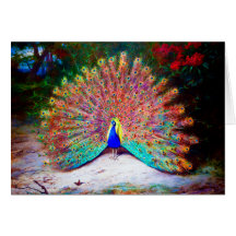 Vintage Peacock Painting Greeting Cards