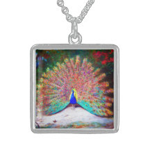 Vintage Peacock Painting Necklace