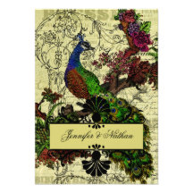 Vintage Peacock RSVP Card Personalized Announcement