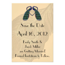 Vintage Peacock Save the Date Invitations