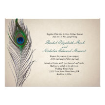 Vintage Peacock Wedding Invitation