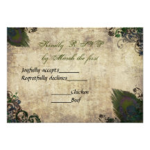Vintage Peacock Wedding Invitation RSVP