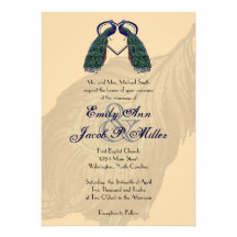 Vintage Peacock Wedding Invitations