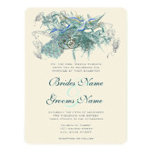 Vintage Peacock  Wedding Invitations