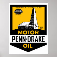 Vintage Penn Drake Motor Oil sign Poster