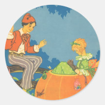 Vintage Peter Peter Pumpkin Eater Nursery Rhyme Round Sticker