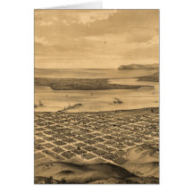Vintage Pictorial Map of San Diego (1876) Cards