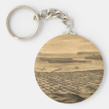 Vintage Pictorial Map of San Diego (1876) Key Chain