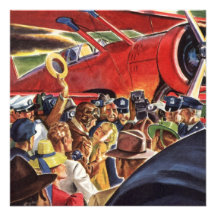 Vintage Pilot, Woman and Aeroplane with Paparazzi Personalised Invite