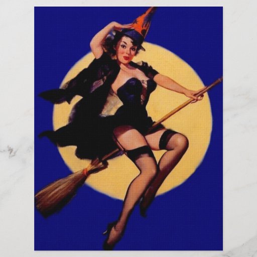 Vintage Pin Up Witch Flyer Design