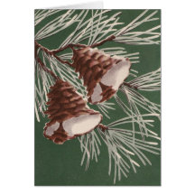 Vintage Pine Cone Christmas Bells Card