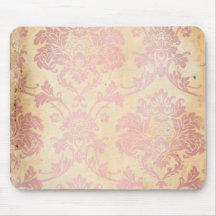 Vintage Pink Damask Mouse Pads