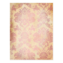 Vintage Pink Damask Post Card