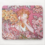 Vintage Pink Mucha Art Mousemats