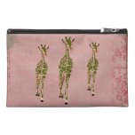 Vintage Pink Olive Giraffes Travel Accessory Bag