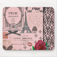 Vintage Pink Paris Collage Mousepad