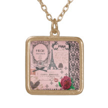 Vintage Pink Paris Collage necklace